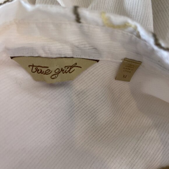 True Grit Woman’s Blouse Top Floral Embroidered Cotton Size Xl Long Sleeve - Picture 5 of 6